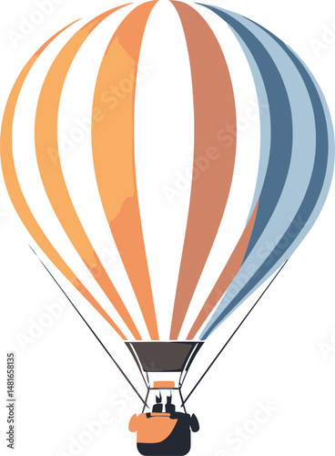 Illustration of Minimalist vector design of a hot air balloon, by a world-class graphic designer. no text, minimalist, abstract, clean white background