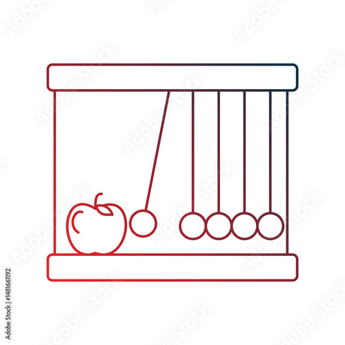 newtons cradle gradient outline icon with white background vector stock illustration