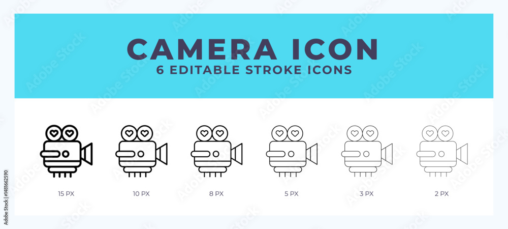 Fototapeta premium Camera icon with different stroke. Editable stroke. Vector illustration.