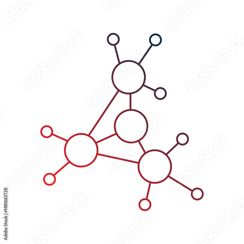 molecule gradient outline icon with white background vector stock illustration