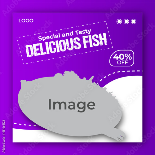 social media post online food promotion with mobile square banner template