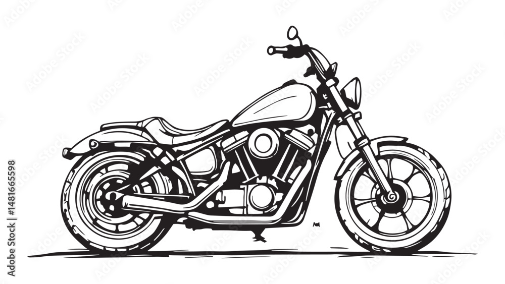 Fototapeta premium Motorcycle line art