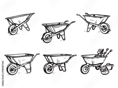 Wheelbarrow Icon Line Art