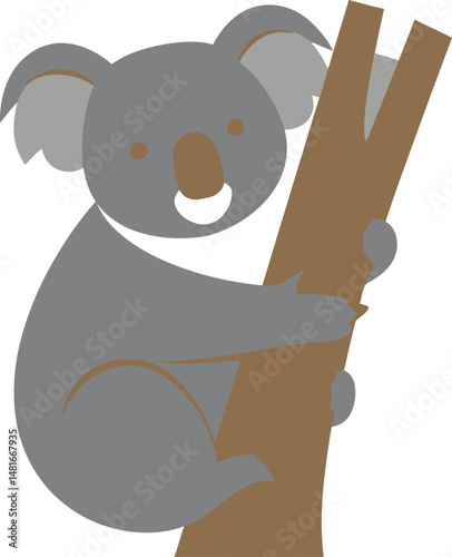 Minimalist Koala Hugging Tree