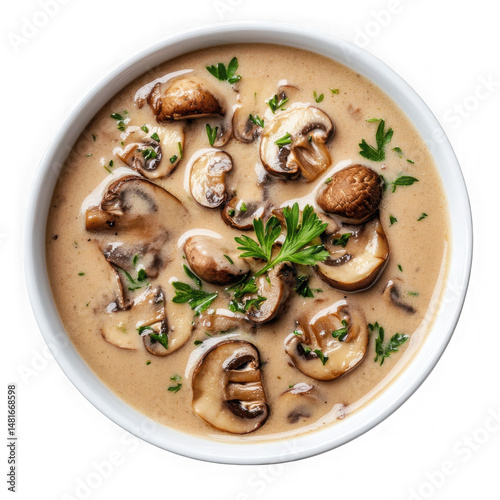 creamy mushroom soup with garnished topping  