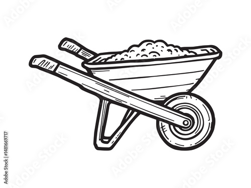 Wheelbarrow Line Art Icons