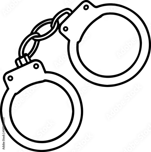 Handcuffs line art vector illustration outline
