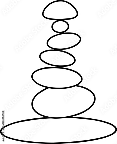 balancing stones line art vector illustration outline
