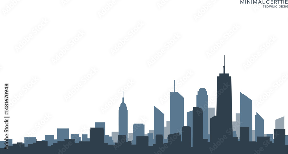 Naklejka premium Illustration of Minimalist vector design of a city skyline, by a world-class graphic designer. no text, minimalist, abstract, clean white background