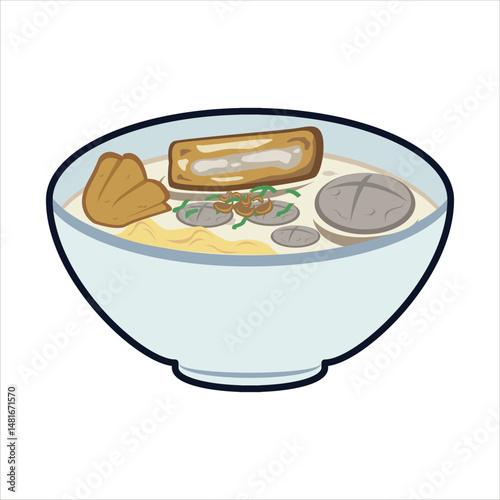 Bakso Colored Flat Illustration, Indonesian Traditional Food
