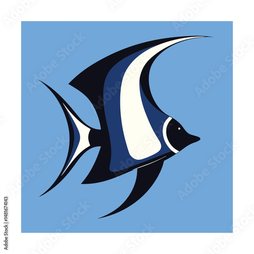 Elegant vector illustration of a colorful moorish idol fish swimming gracefully in water
