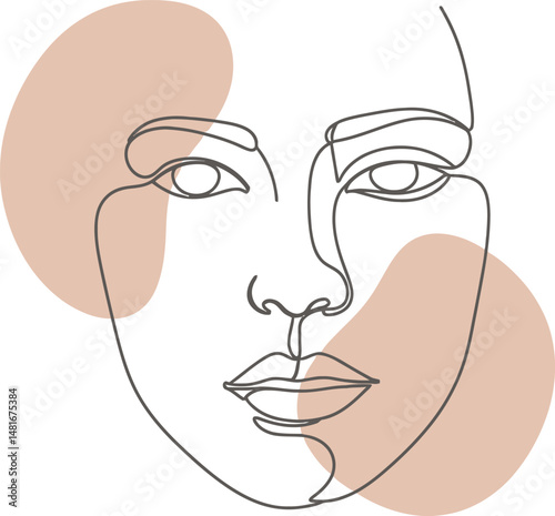 Illustration of Minimalist vector design of a continuous line face, by a world-class graphic designer. no text, minimalist, abstract, clean white background