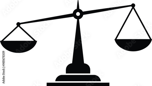 Illustration of Minimalist vector design of a balance scale, by a world-class graphic designer. no text, minimalist, abstract, clean white background