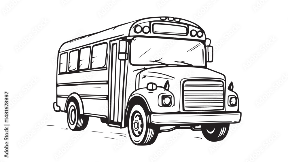 School Bus line art School Bus line art