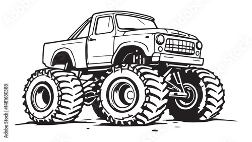 Monster Truck line art 
