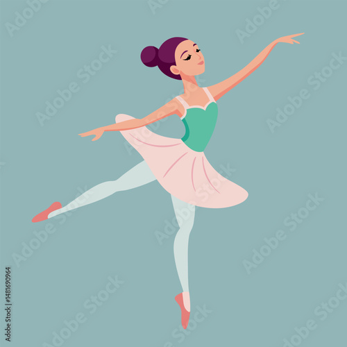 Vector illustration of a girl ballerina dancing