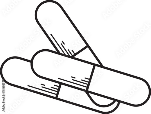 Capsule Medicine Line Art Illustration