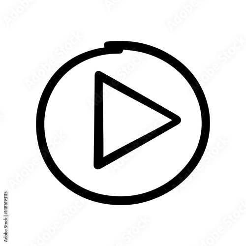 Play button doodle vector icon