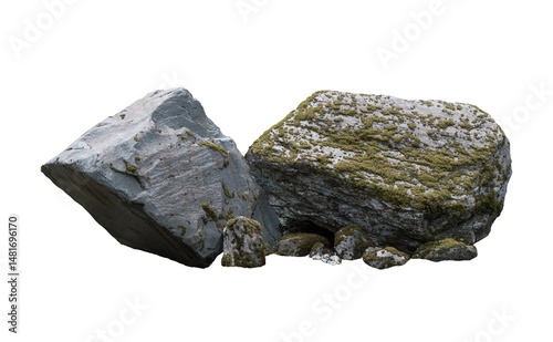 Smooth Round River Rock on Transparent Background, Natural Pebble for Graphic Design, Clean Cutou photo