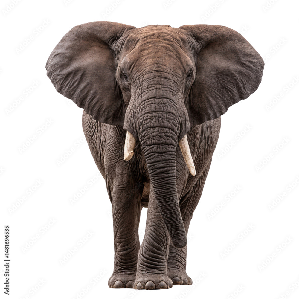 Obraz premium Elephant standing pose, wildlife and nature themes, isolated on transparent background