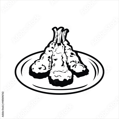 Tempura Japanese Food Silhouette Icon 