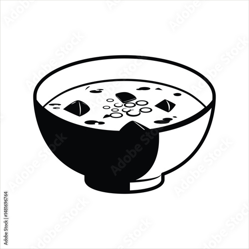 Tofu Miso Japanese Food Silhouette Icon 