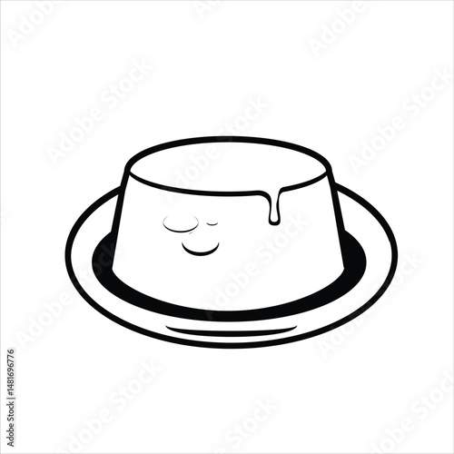 Japanese Pudding Food Silhouette Icon 
