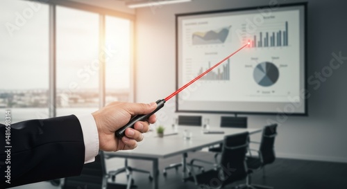 Businessman Using Laser Poi...