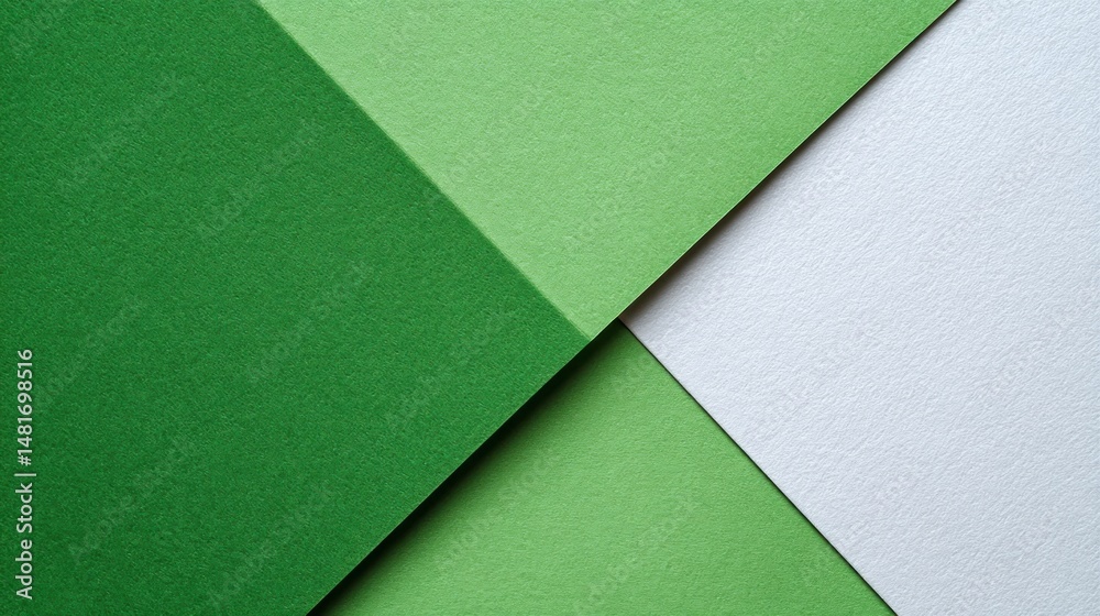 Abstract geometric shapes of green and white paper Abstract geometric shapes of green and white paper