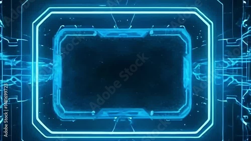 Futuristic HUD video frame Digital technology plexus lines background. Technology HUD template. Frame HUD element. viewfinder Interference. Hologram Noise Background In Hi Future Frame, Generative AI
