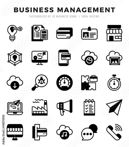 Business Management icons set. Vector illustration.