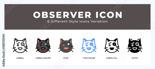 Observer cat vector icon. with different styles vector illustration.