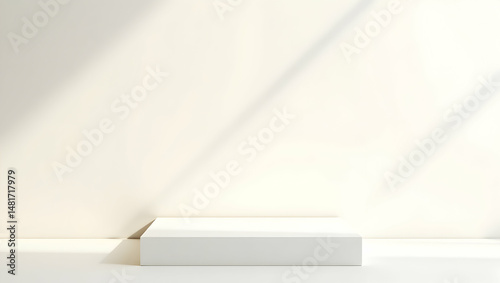 Wallpaper Mural Creamy White Minimalist Display Platform with Subtle Paper Texture and Soft Light Casting Shadows, Ideal for Product Showcases and Simple, Elegant Presentations Torontodigital.ca