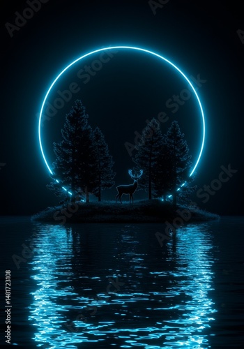 3D Illustration: Neon Circl...
