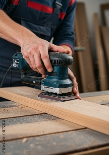 Photo of Carpenter Sanding ...