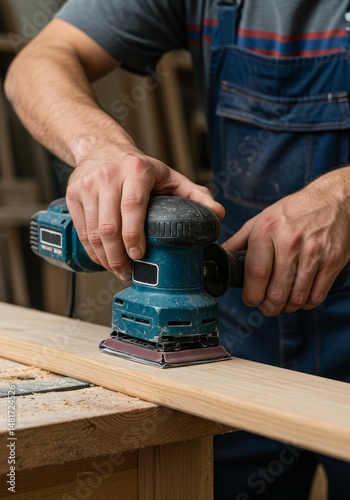 Photo of Carpenter Sanding ...