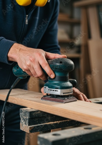 Photo of Carpenter Sanding ...