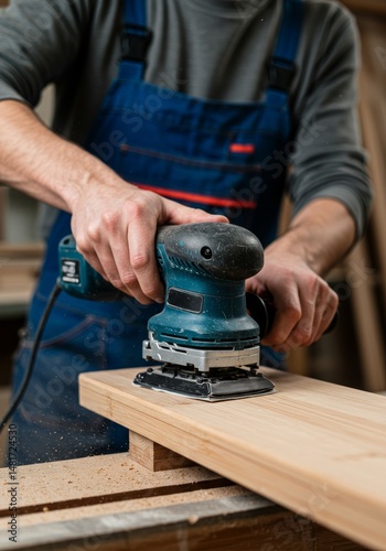 Photo of Carpenter Sanding ...