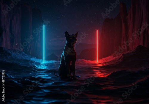 3D Pixel Art Cat with Crown...