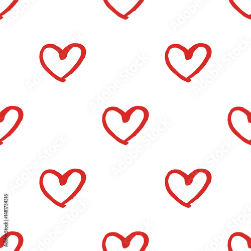 Seamless pattern with hand drawn heart doodle for decorative print, wrapping paper, greeting cards and fabric