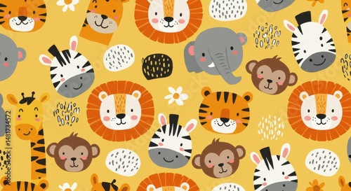 Cute Safari Animals Pattern...