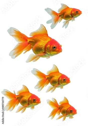 Five Goldfish Swimming Photo