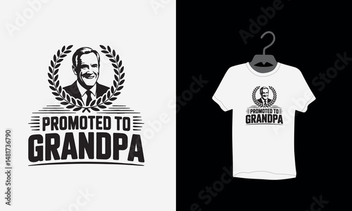 Promoted To Grandpa T-shirt Design, silhouette t shirt, Typography T-Shirt Design, Grandfather, grandparent, intelligence, superhero, vector illustration, Unique Design, Vector graphic, 
