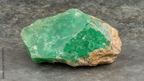 Lusterous Deep Green Emerald Gemstone on Dark Background