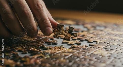 Photo of Hand Placing Puzzl...