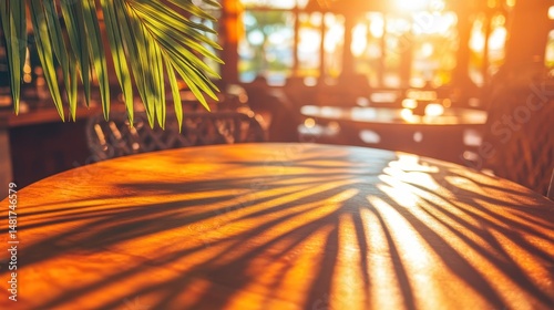 Sunset cafe table shadow