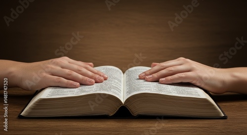 Photo of Hands on Open Book...