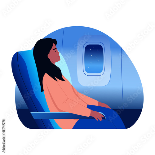 A flat style illustration showing travel sleep