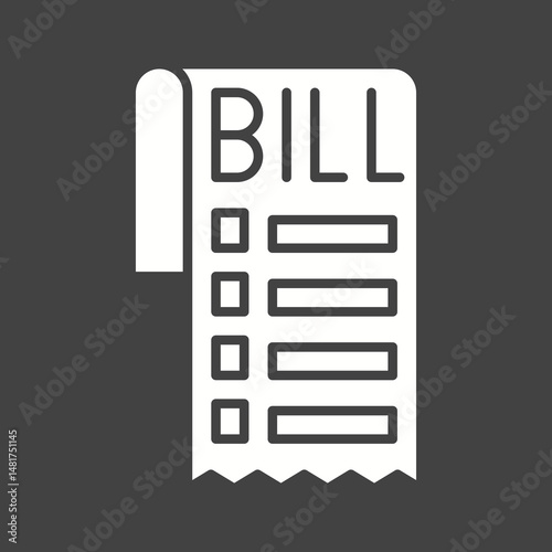 Bill icon vector image. Suitable for mobile apps, web apps and print media.