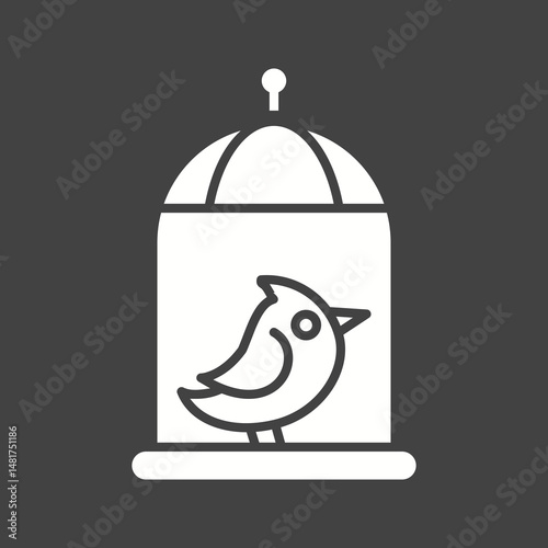 Bird in Cage icon vector image. Suitable for mobile apps, web apps and print media.